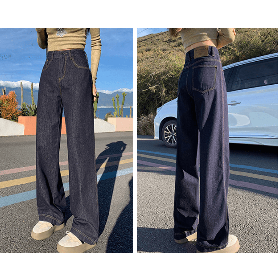 骨格ストレートワイドルーズデニムパンツ