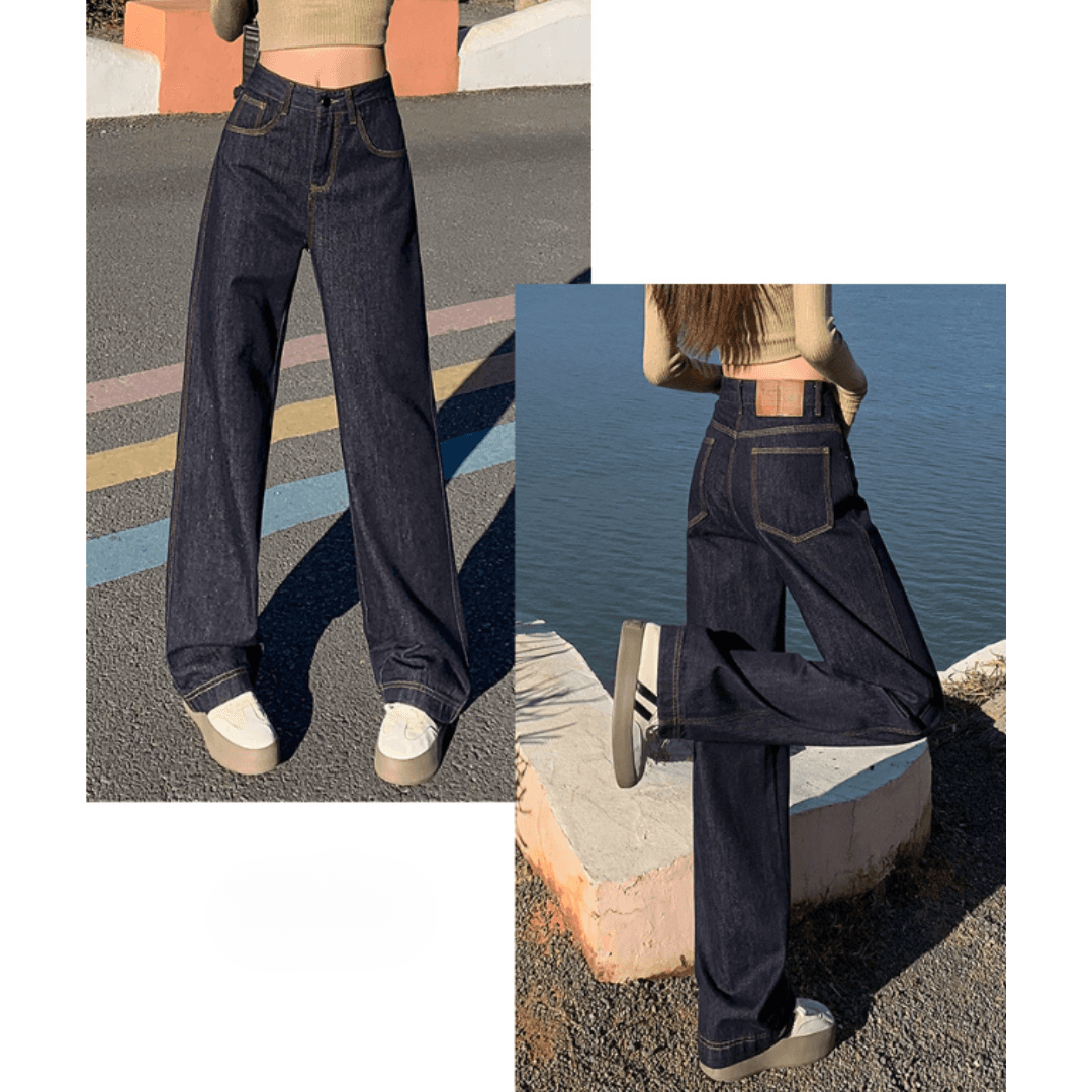 骨格ストレートワイドルーズデニムパンツ
