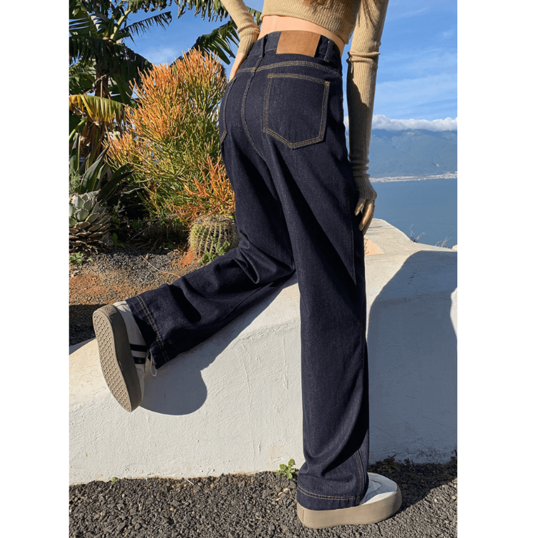 骨格ストレートワイドルーズデニムパンツ
