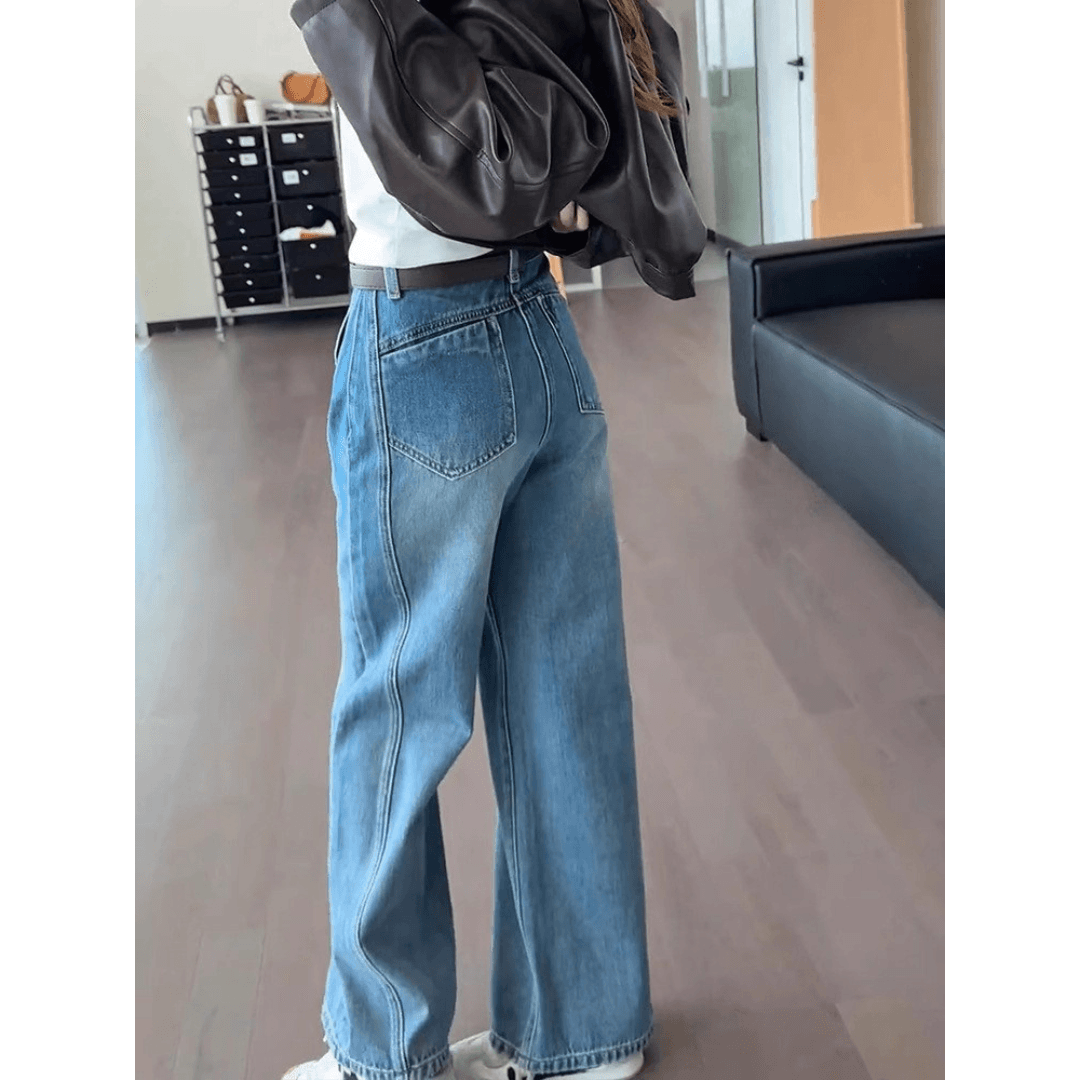 骨格ストレートストレートレッグデニムパンツ