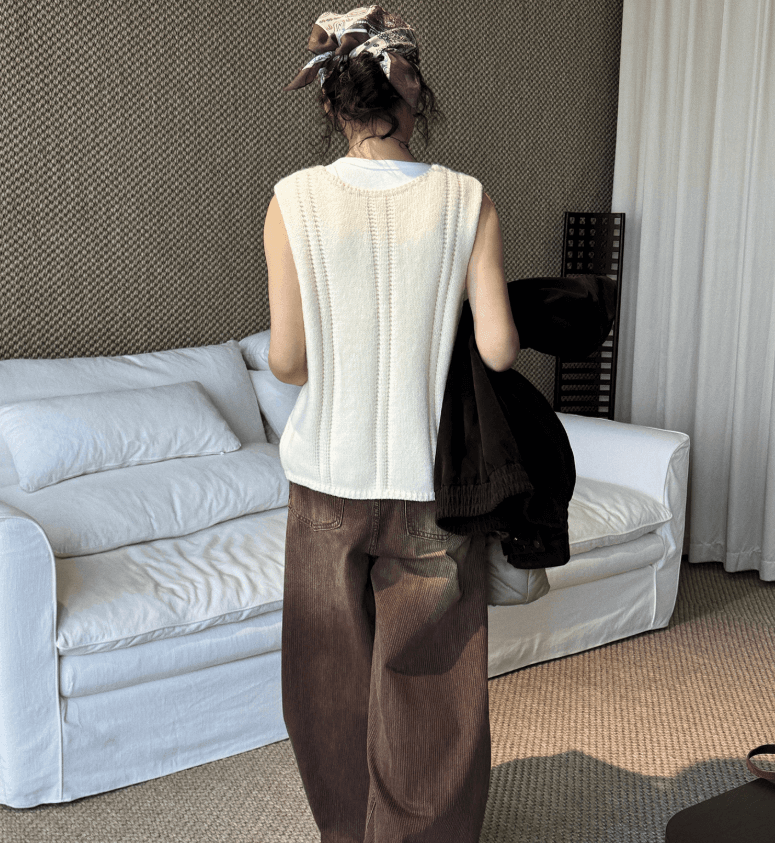 骨格ストレートダブルジッパーニットベスト