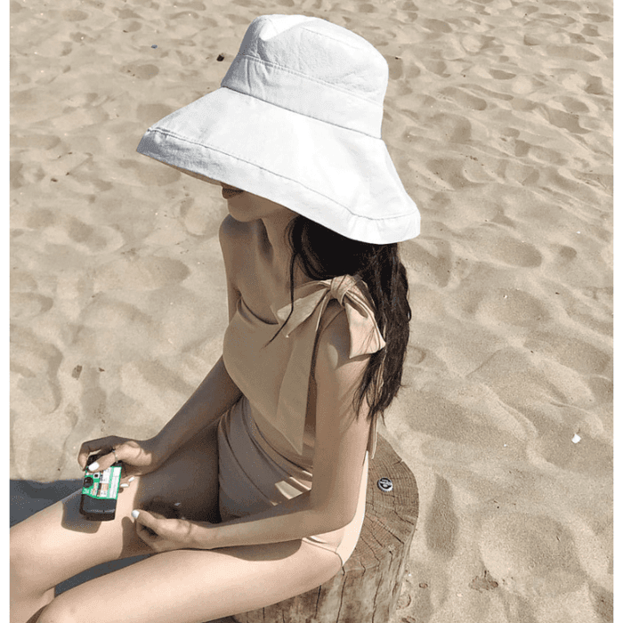 骨格ストレートサイドリボンワンピース水着