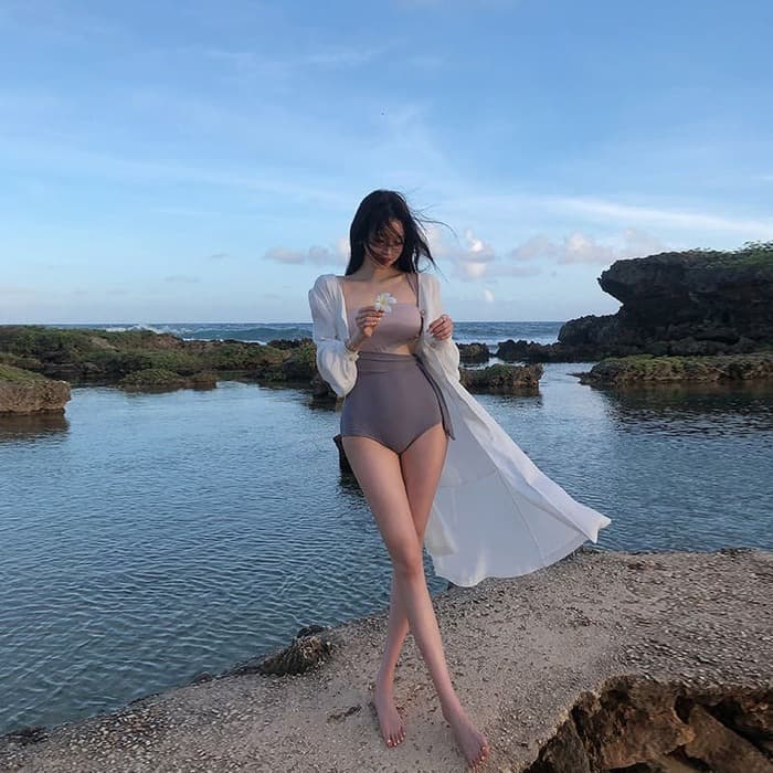 骨格ストレートサイドリボン水着