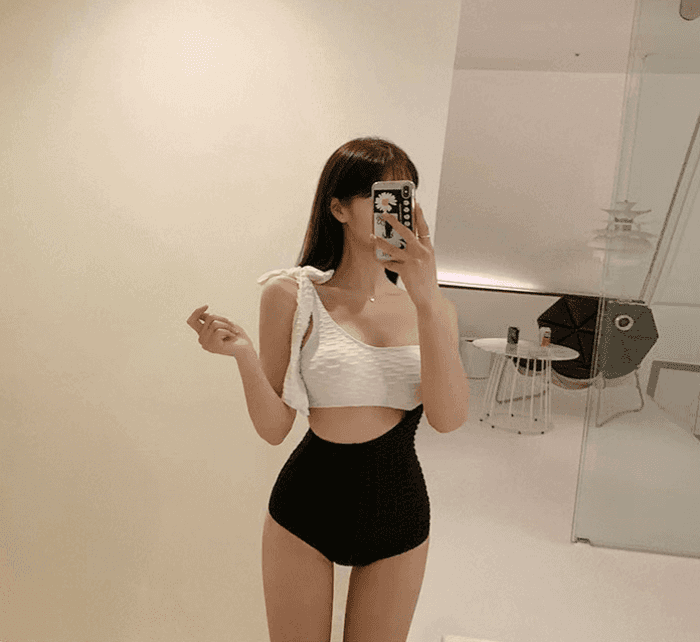 骨格ストレートサイドリボンワンピース水着