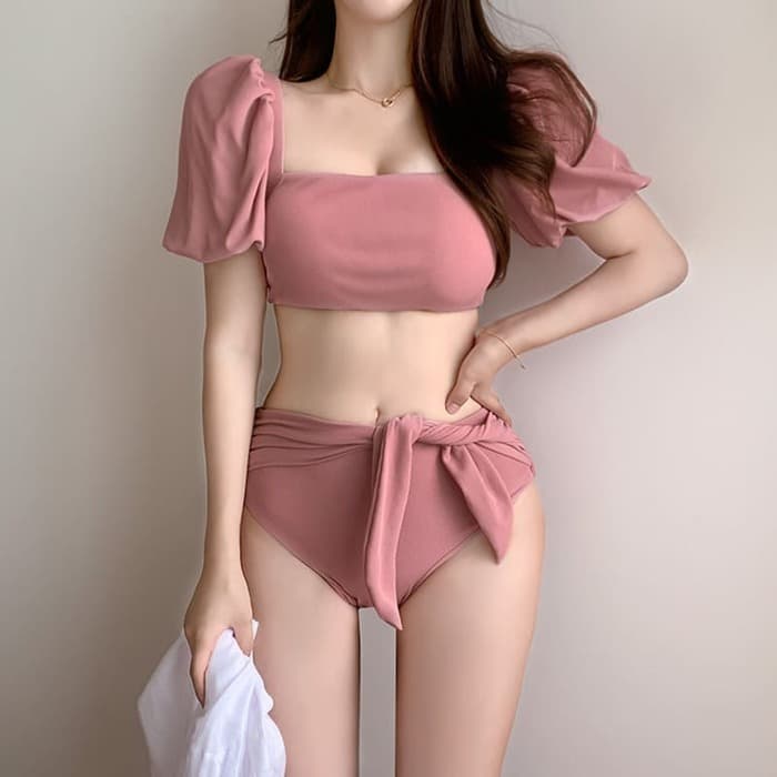 骨格ストレートパフスリーブ水着